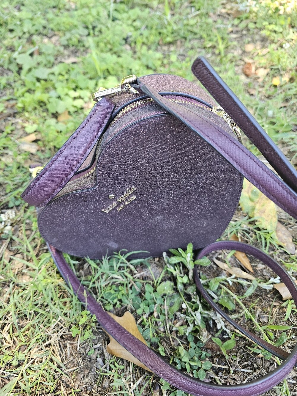 Kate spade Plum Heart-Shaped Crossbody with Gold Hardware